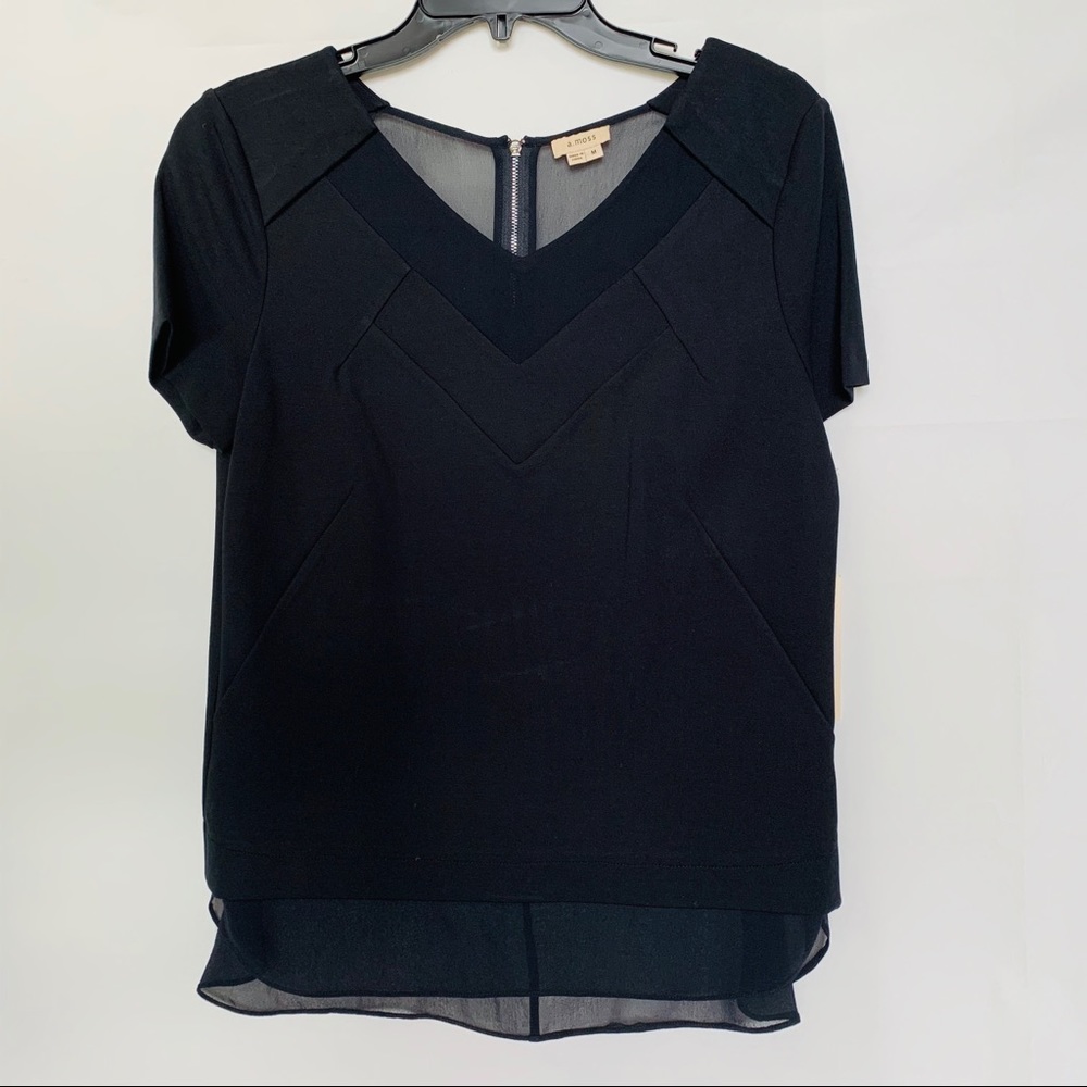 A.Moss casual black top with short sleeve